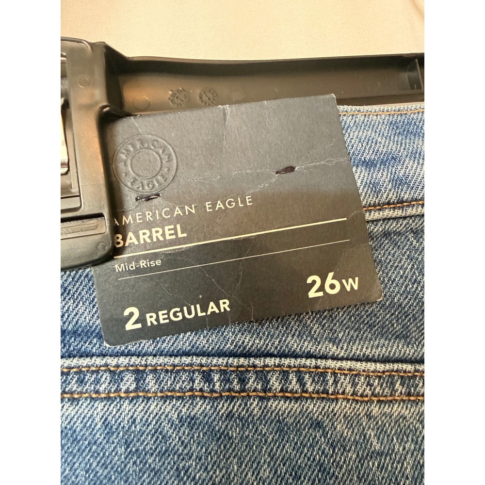 American Eagle Barrel Mid-Rise Stretch Jeans Tinted Medium Wash 2 Regular NWT - Picture 5 of 5